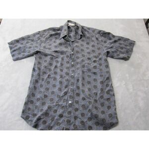 Perry Ellis Shirt Mens Sz M Medium Short Sleeve Button Up Blue Geometric Pattern